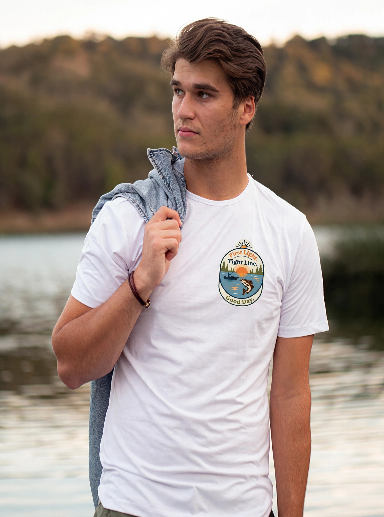 Angler Fishing Calm Lake T-shirt design