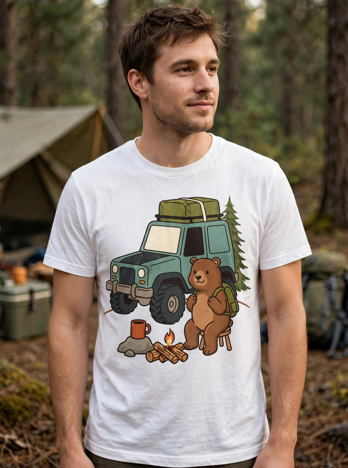 Bear Camping Vehicle T-shirt design