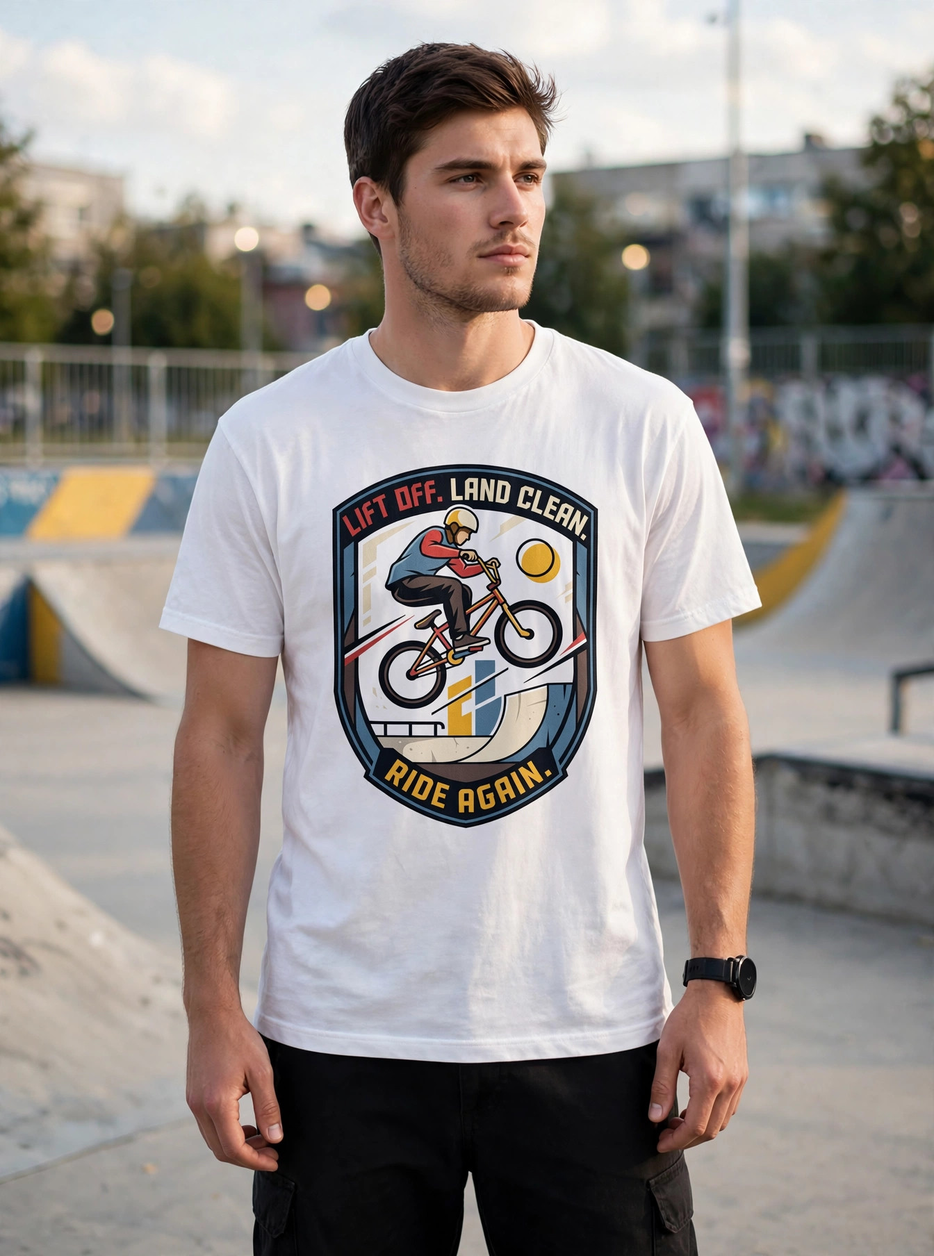 Bmx Rider Performing Aerial Trick T-shirt design