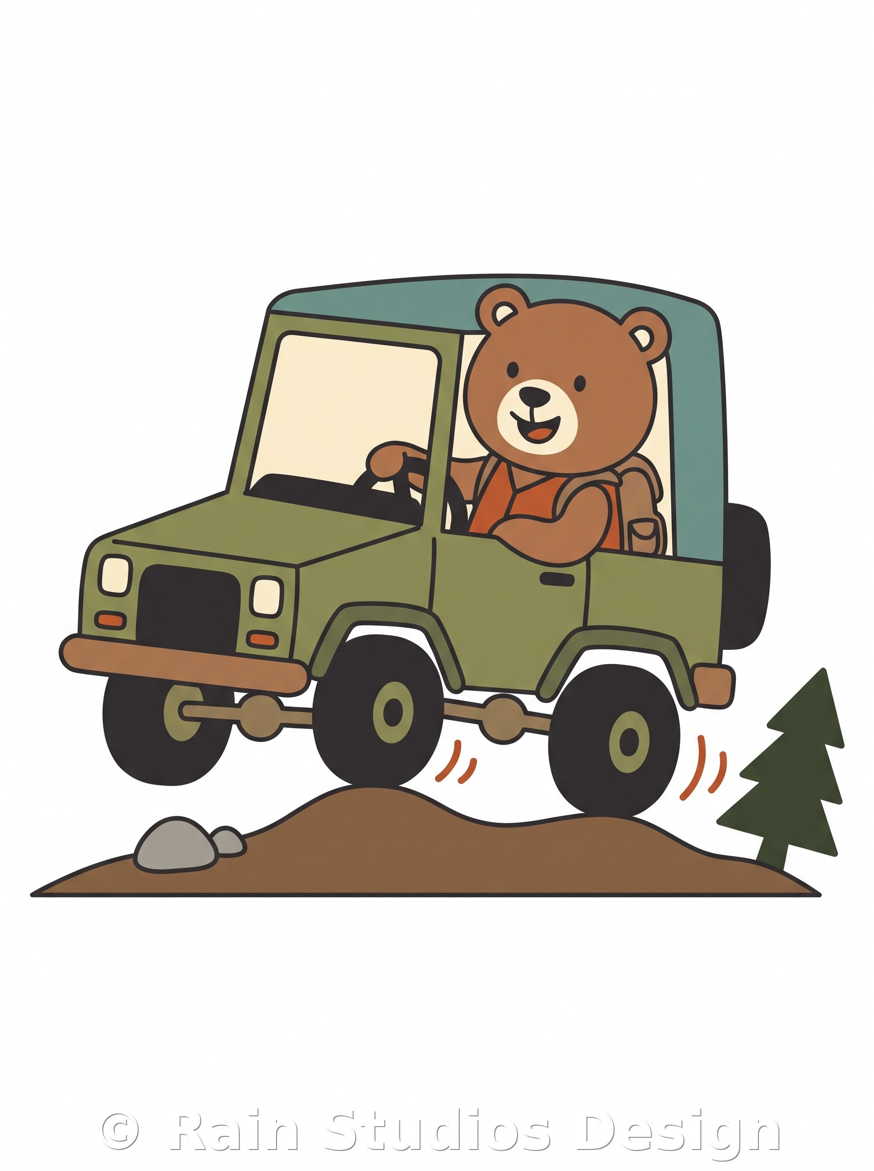 Bear Driving Off-road Vehicle T-shirt design