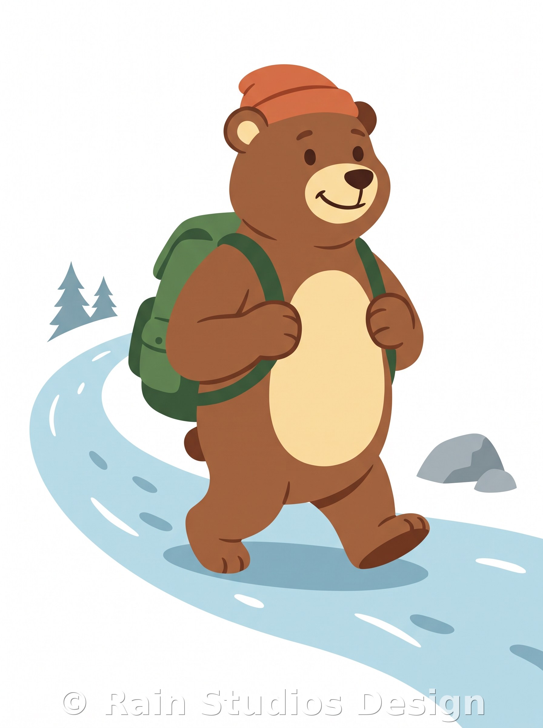 Bear Hiking Winter Trail T-shirt design