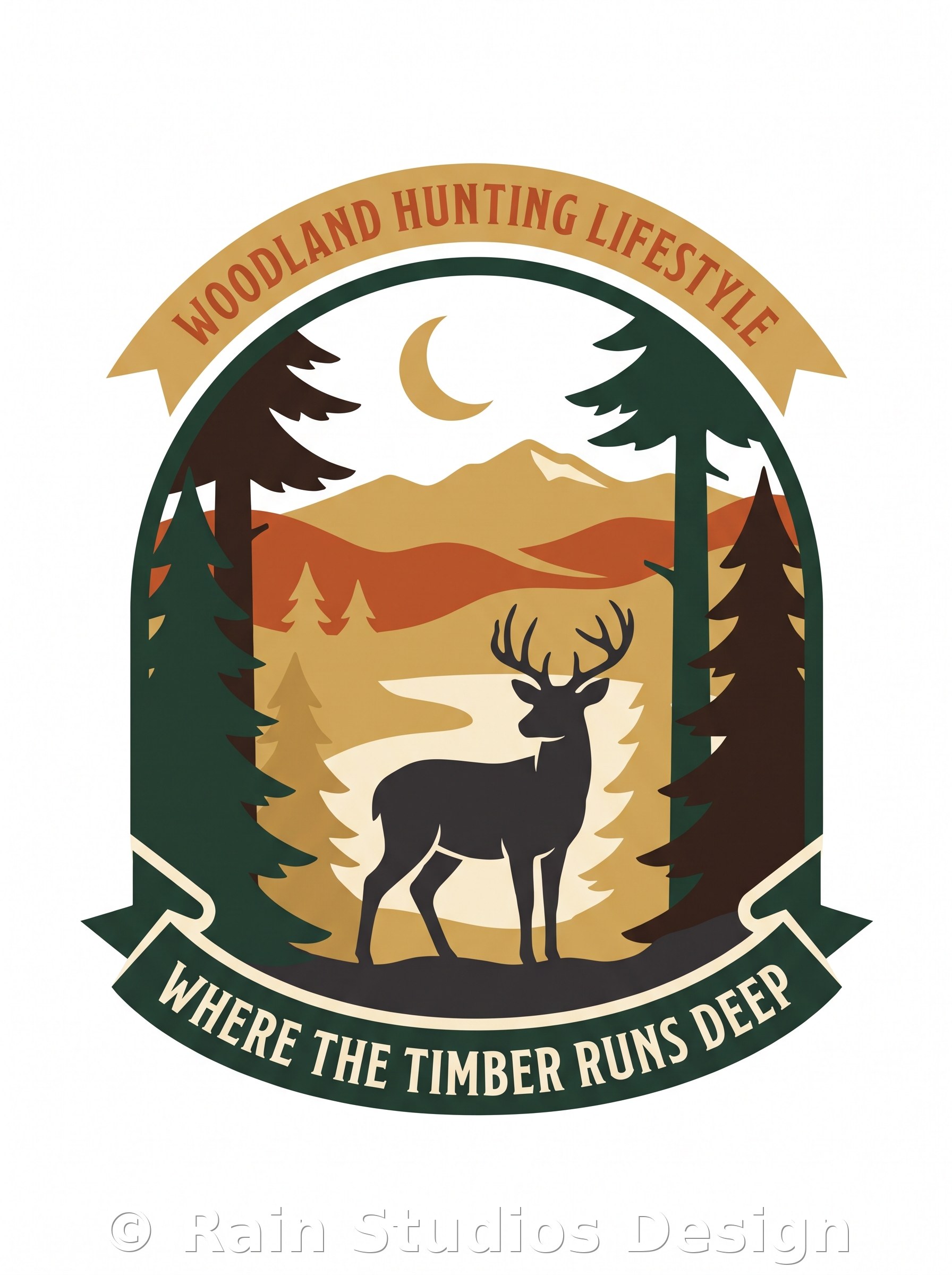 Create Woodland Hunting Illustra T-shirt design