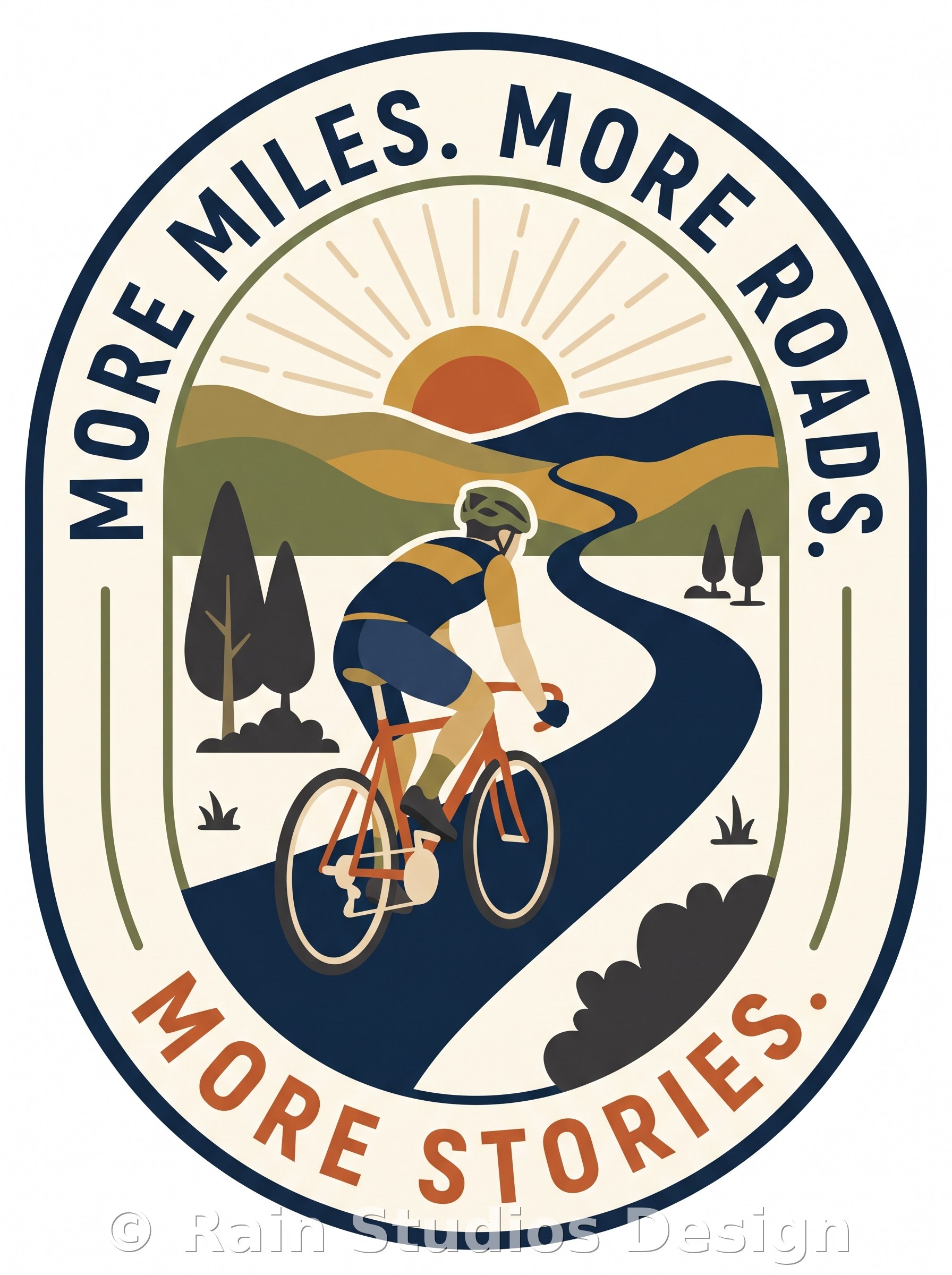 Cyclist Riding Country Road T-shirt design