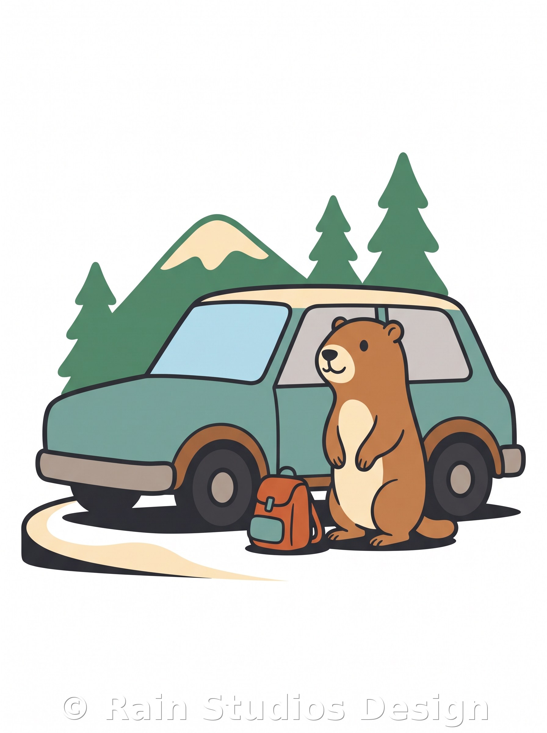 Marmot Traveling Car T-shirt design