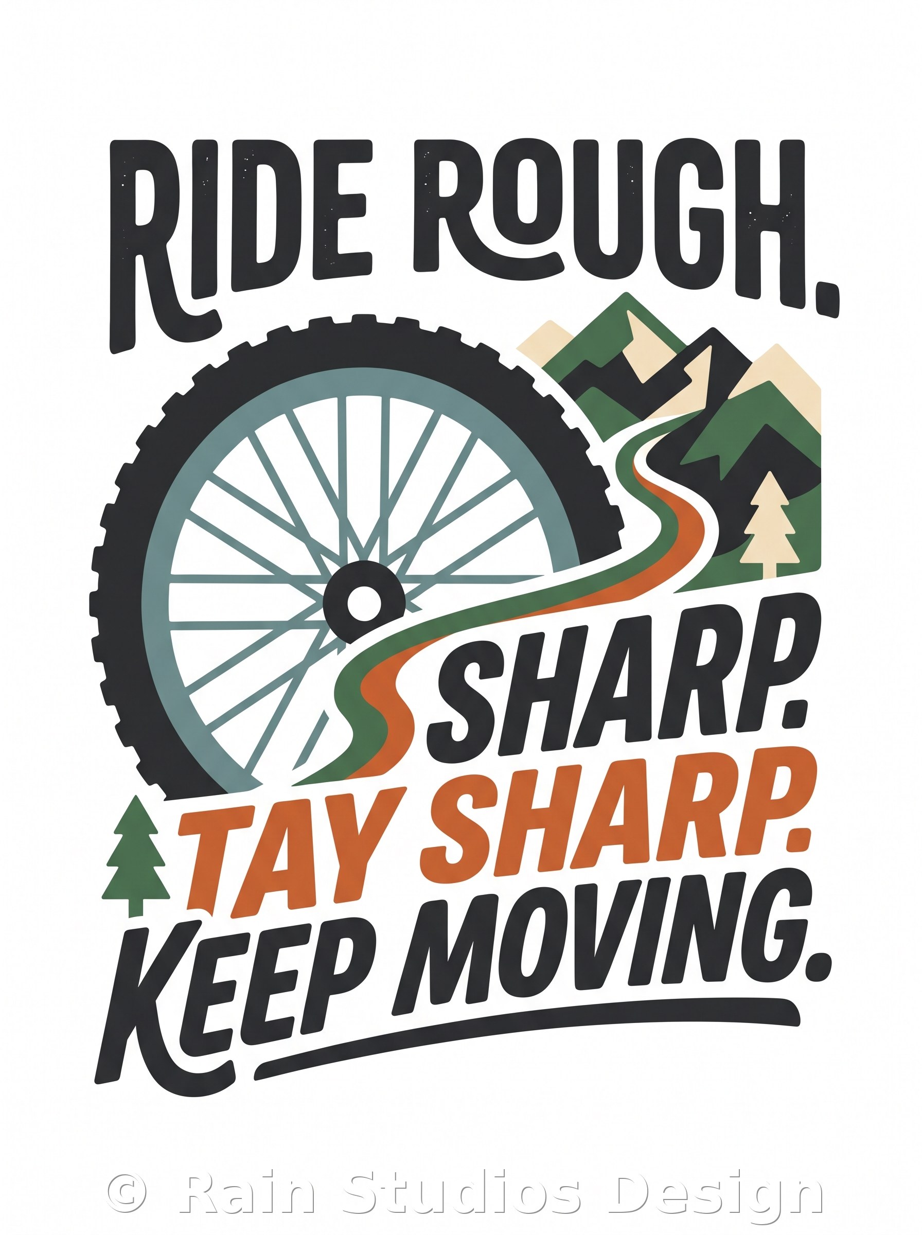Mountain Biking Typography Illus T-shirt design