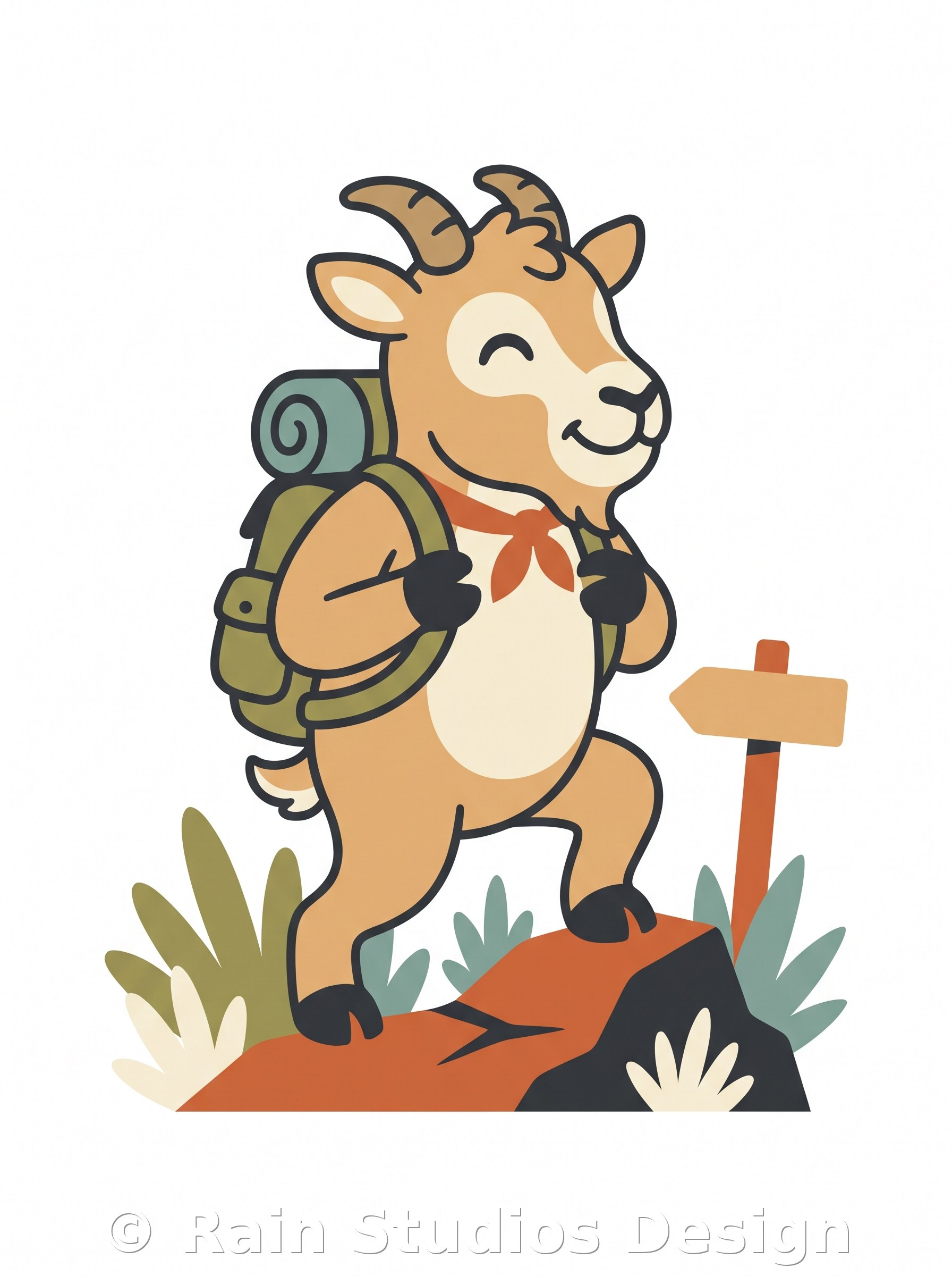 Mountain Goat Hiking Illu T-shirt design