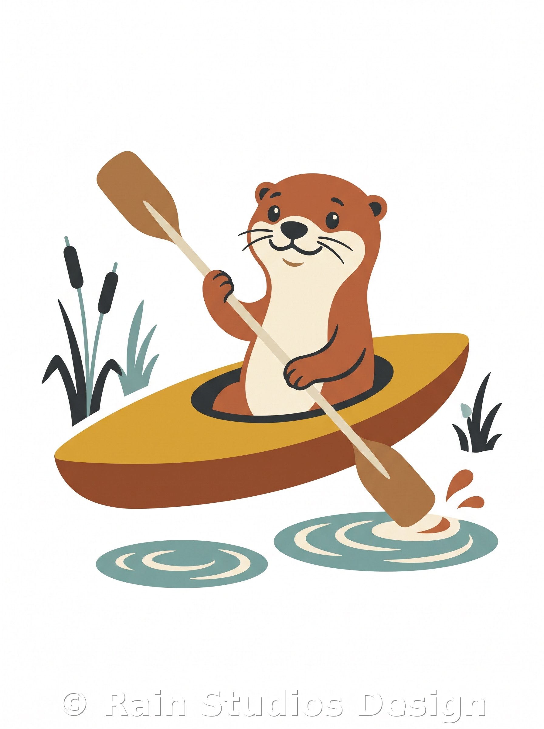 Otter Paddling Kayak T-shirt design
