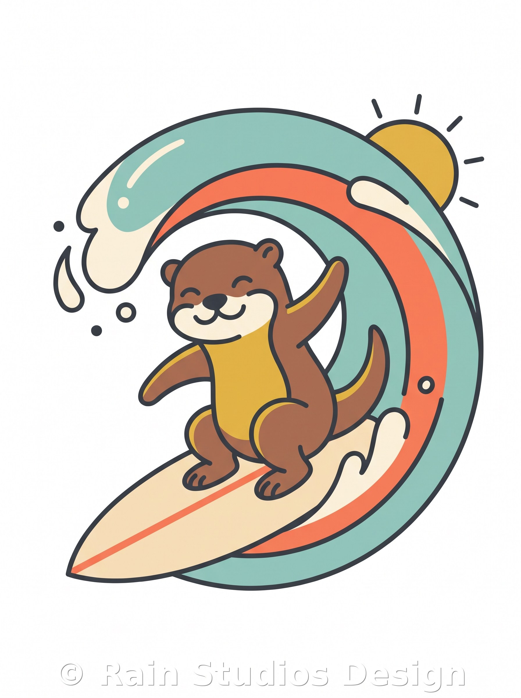 Otter Surfing Wave