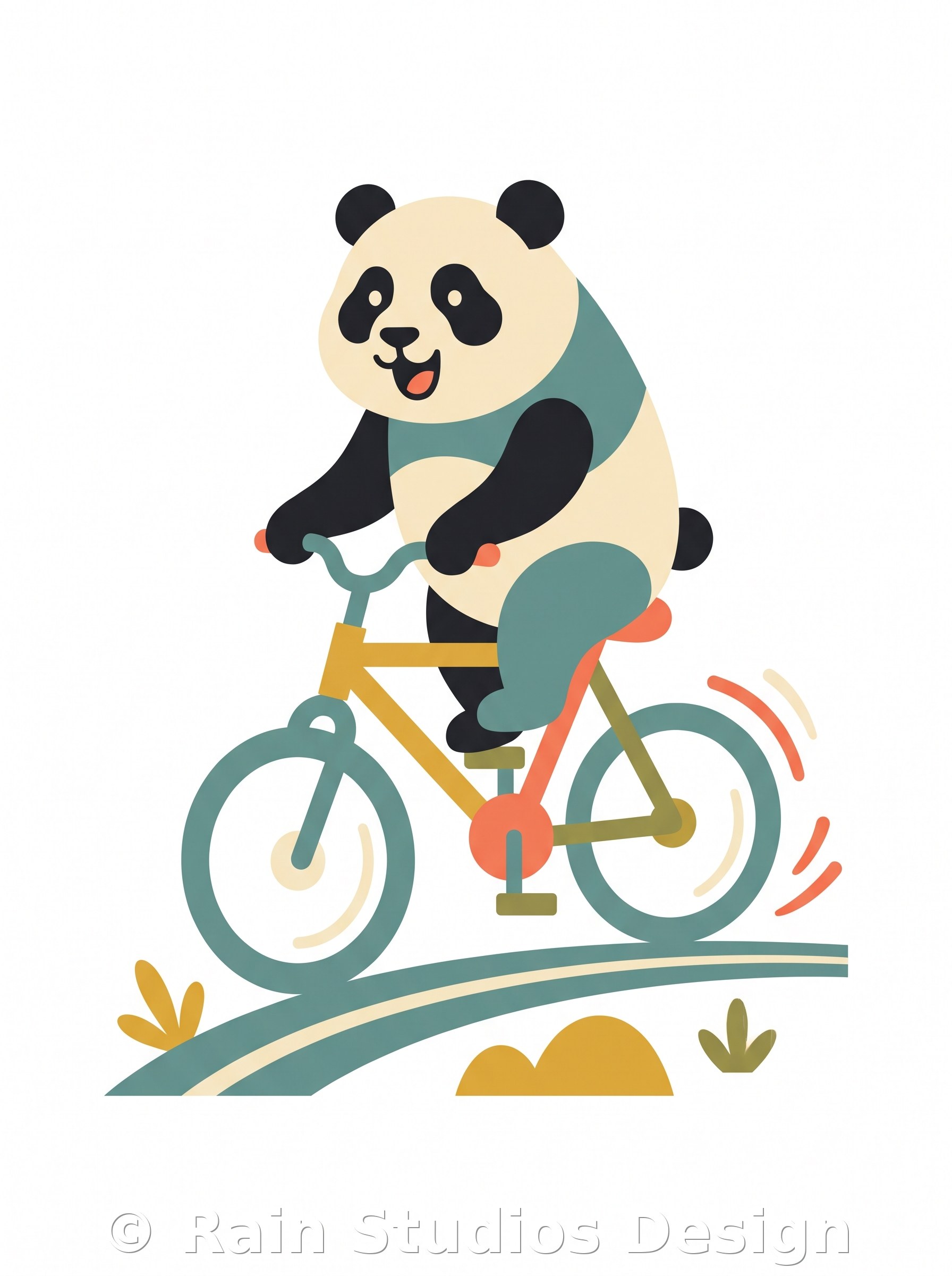 Panda Riding Bicycle T-shirt design