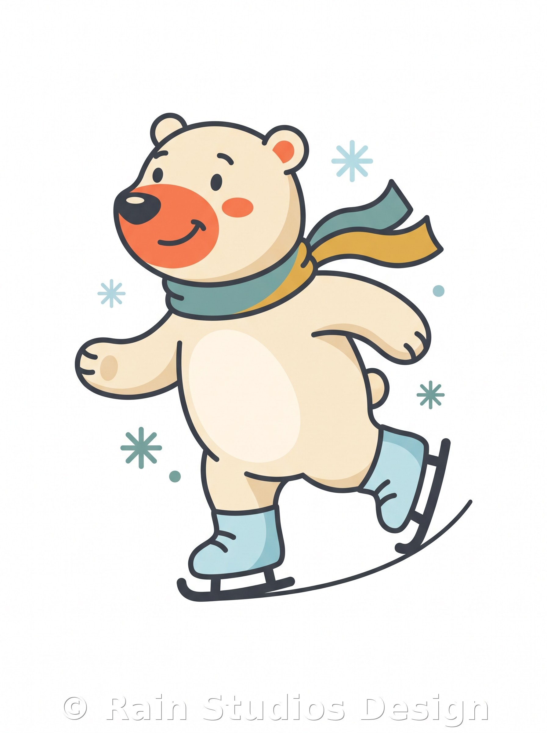 Polar Bear Ice Skating T-shirt design