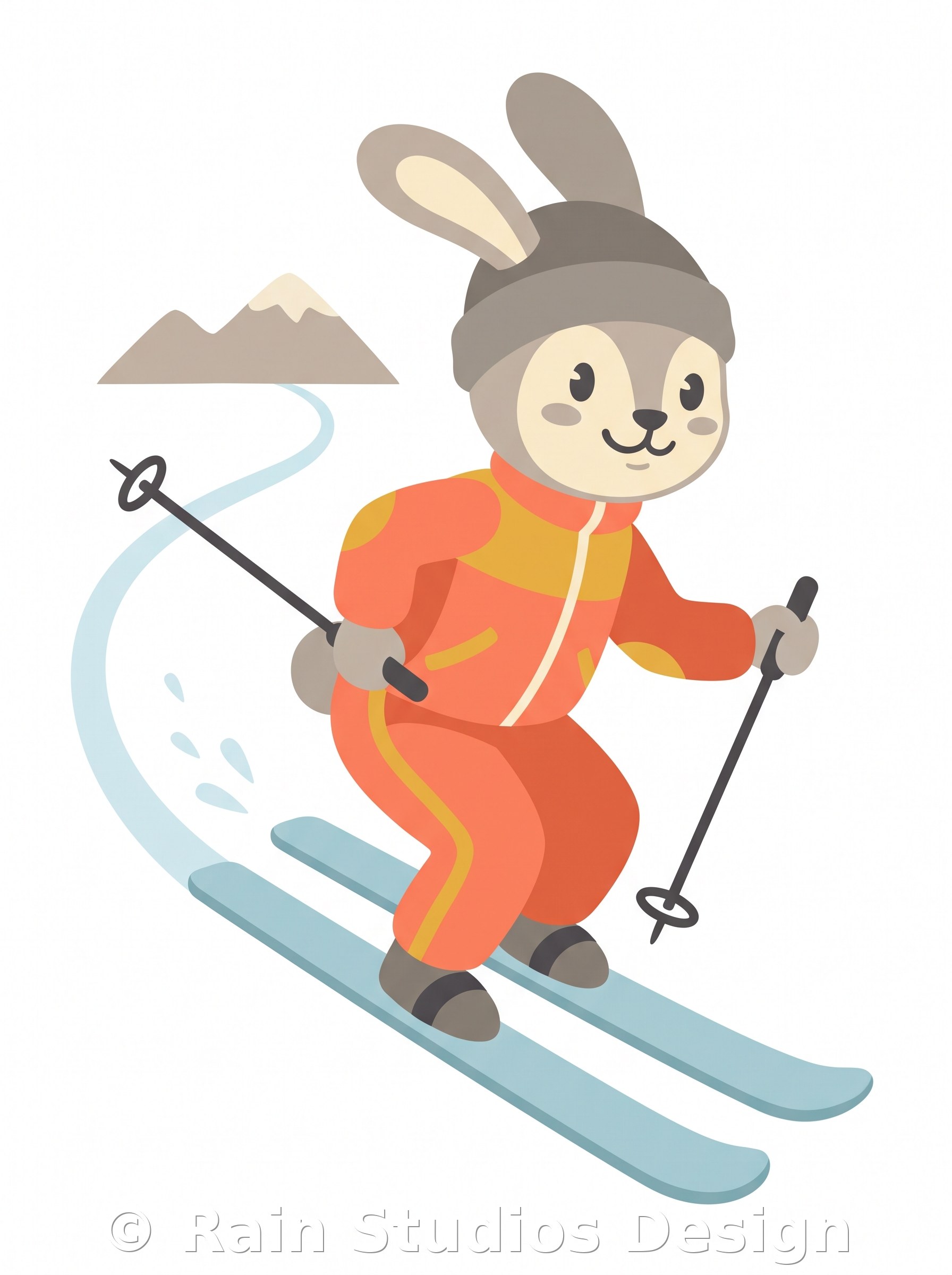 Rabbit Skiing T-shirt design