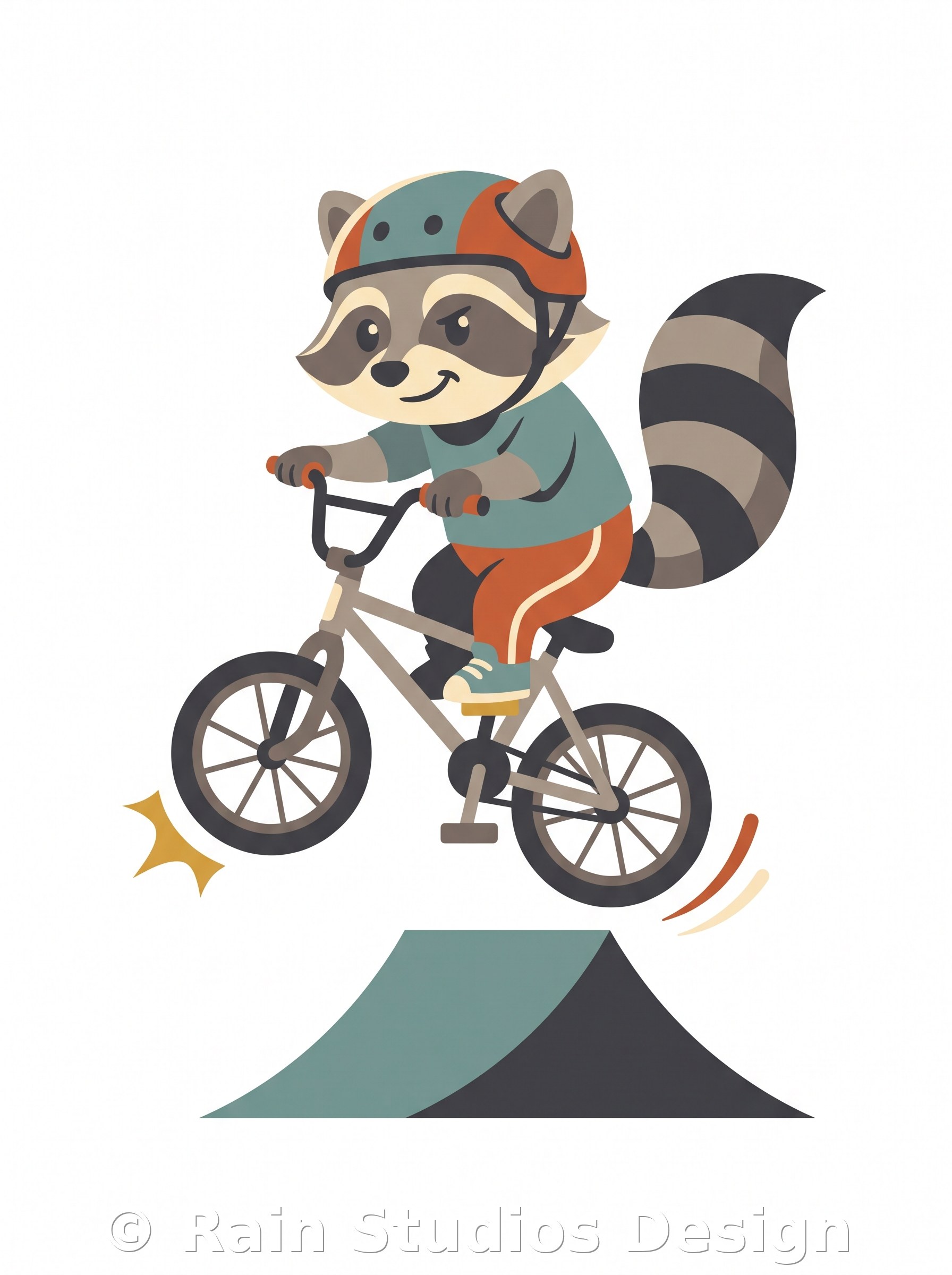 Raccoon Performing Bmx Jump T-shirt design