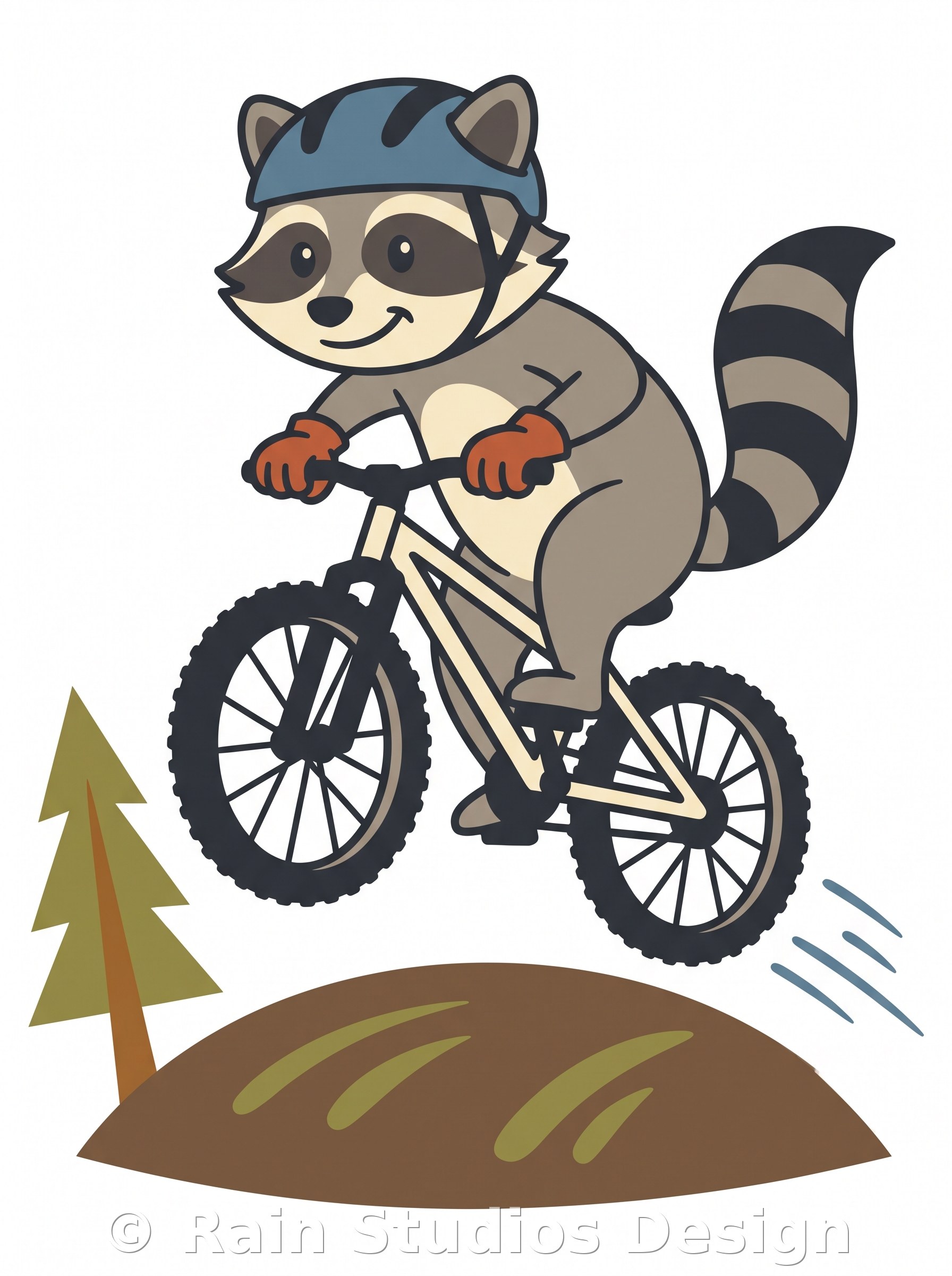 Raccoon Riding Mountain Bike T-shirt design