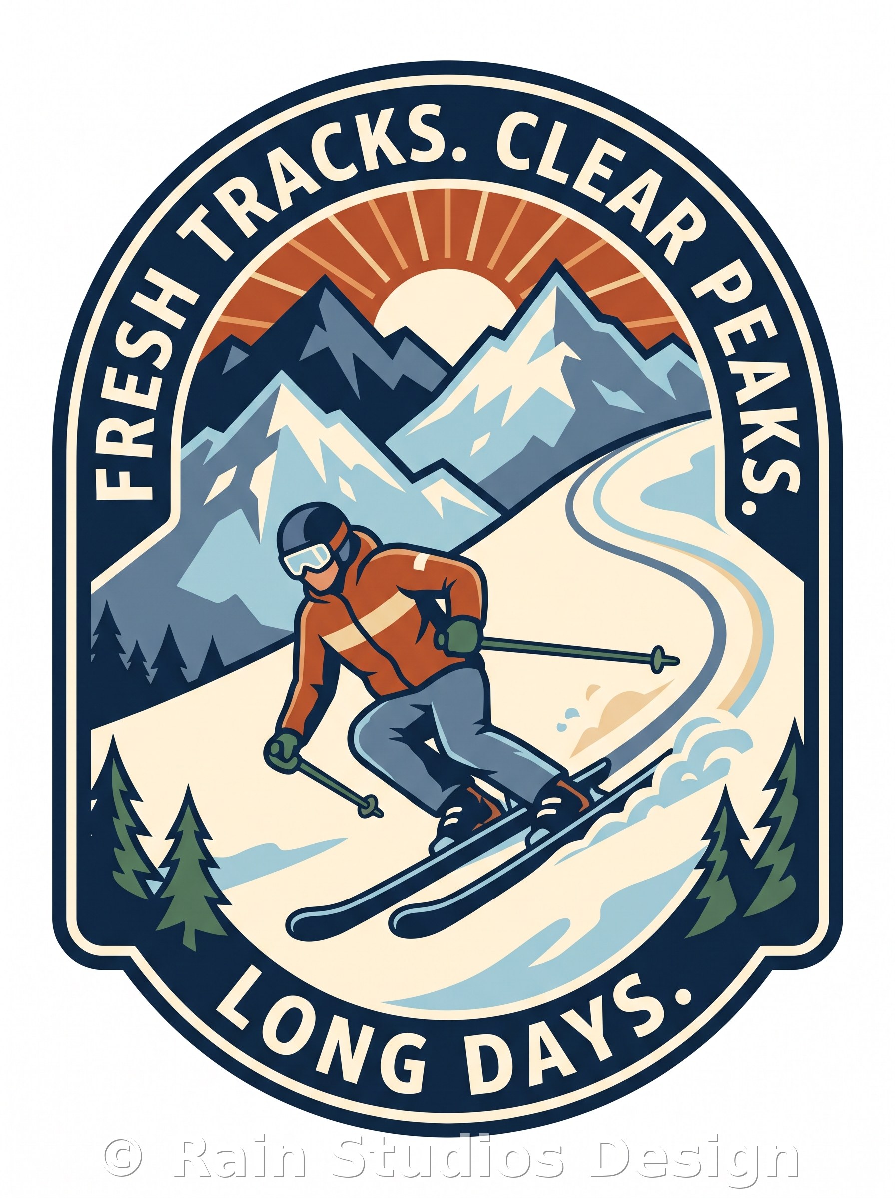 Skiing Retro Alpine Illust T-shirt design