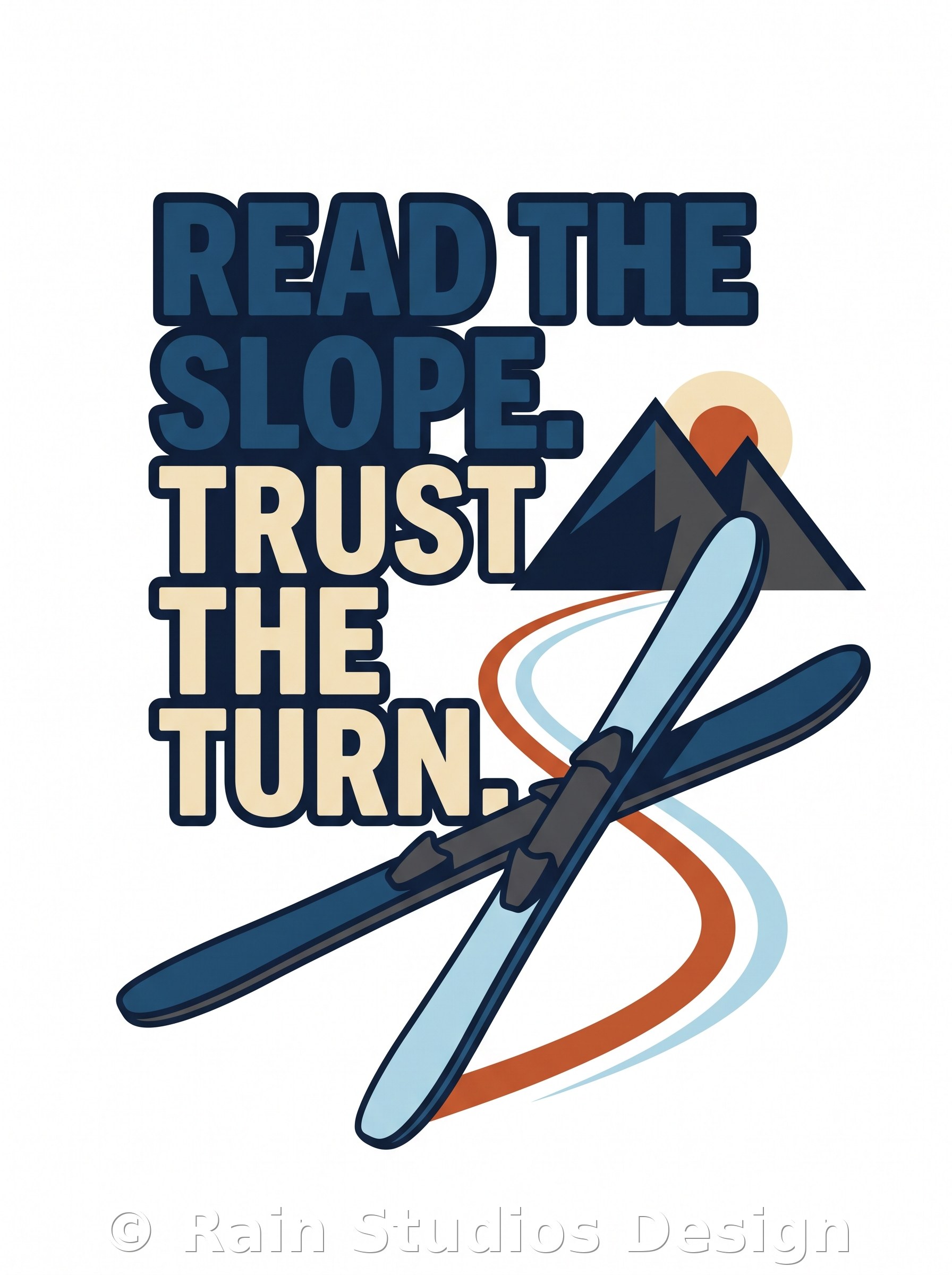 Skiing Typography D T-shirt design