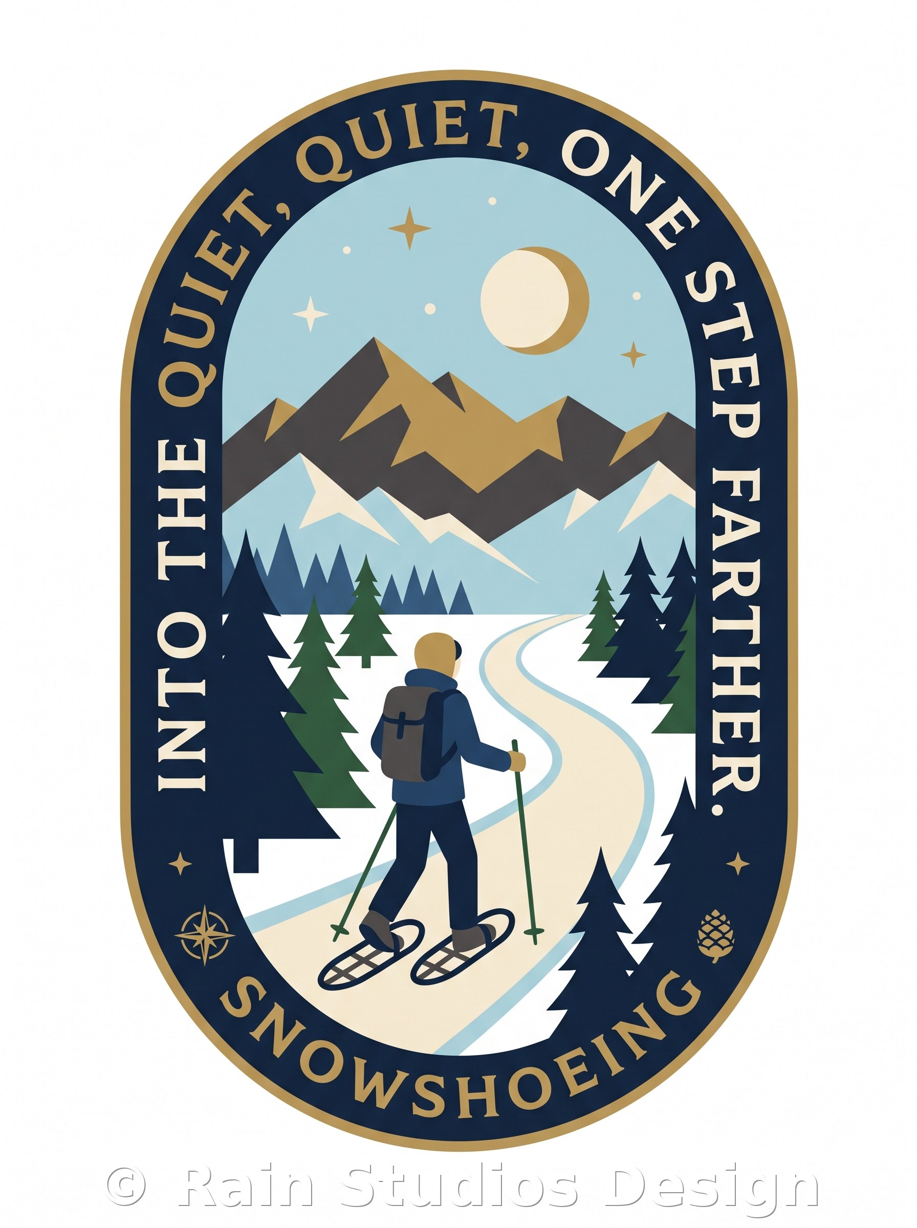 Snowshoer Walking Winter Trail T-shirt design