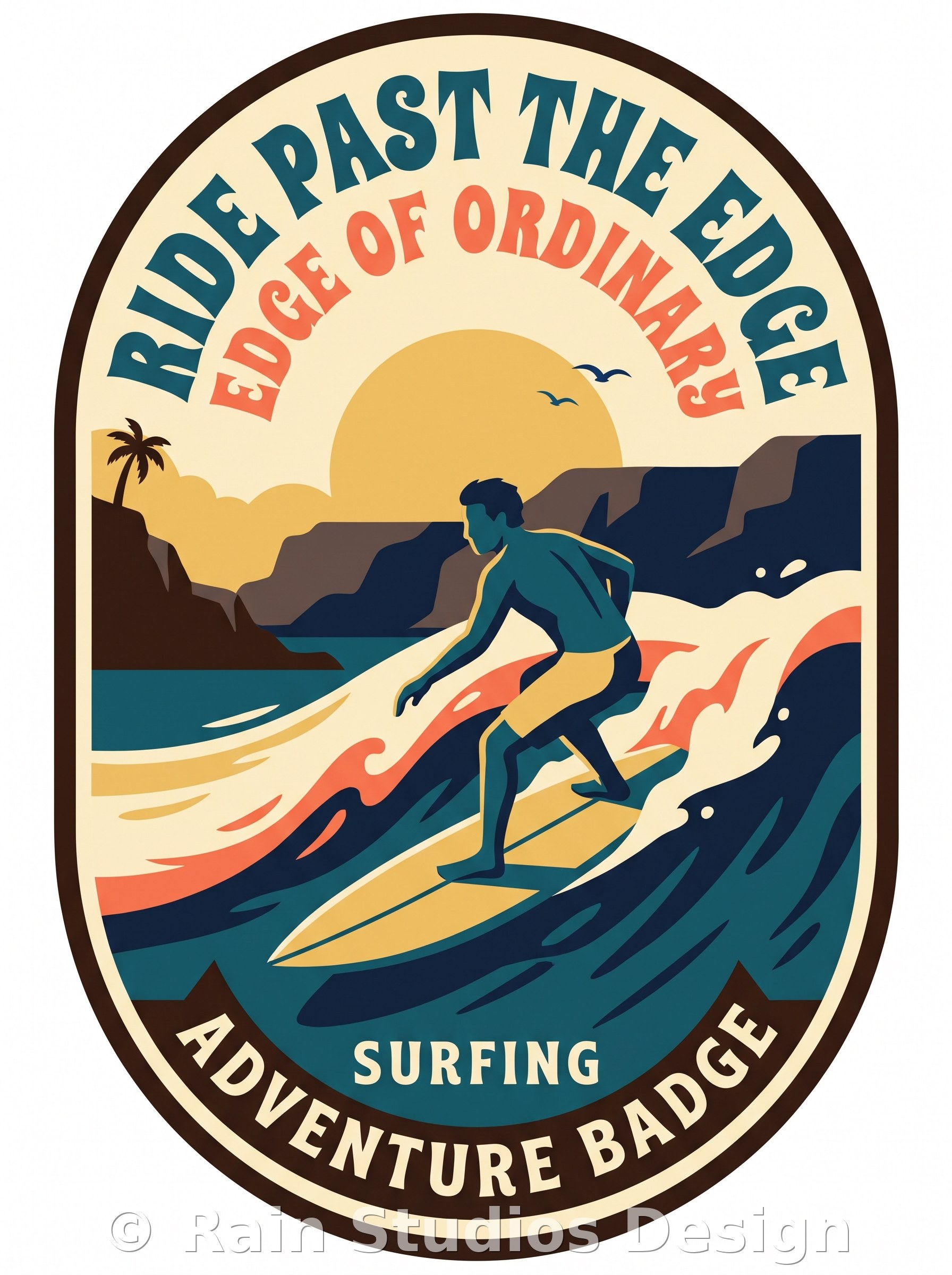 Surfer Riding Retro Wave T-shirt design